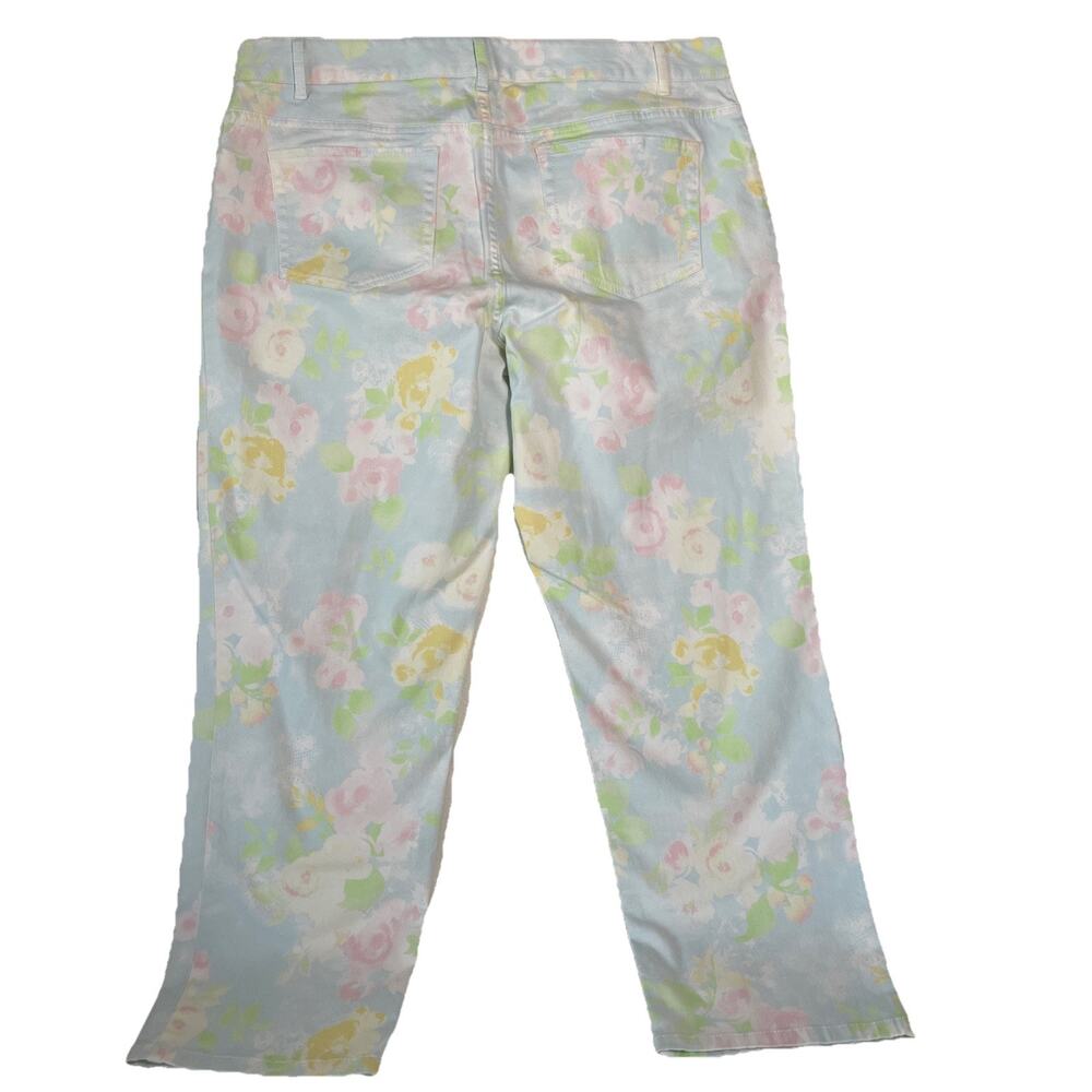 J. Jill - Authentic Fit CROP Stretch Pastel Floral Pattern Jeans - Women Size 12 - Picture 3 of 7